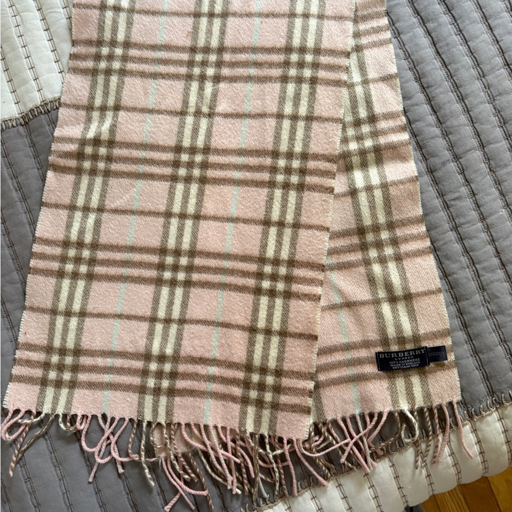 Burberry Pink and Brown Checkered Scarf